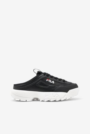 FILA Disruptor 2 Mule Sneakers Black / White / Red,Womens Shoes | CA.KANUGF189